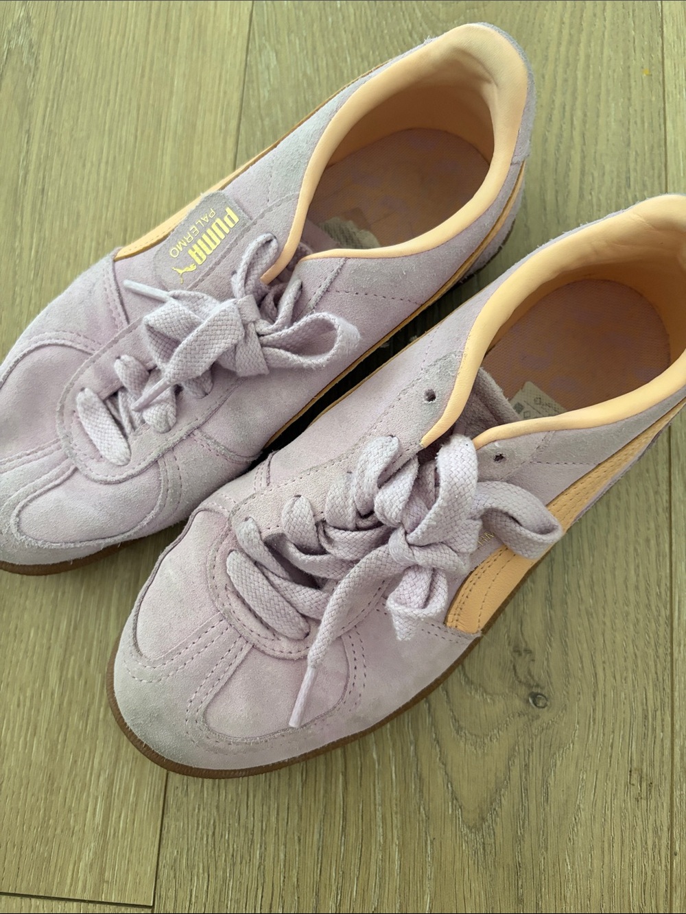 Puma Women's Lavender Suede Sneakers with Peach Accent